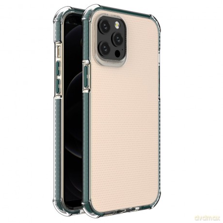 Spring Armor żelowy elastyczny pancerny pokrowiec z kolorową ramką do iPhone 12 Pro Max zielony