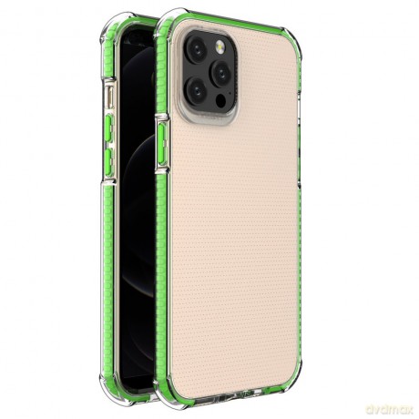 Spring Armor żelowy elastyczny pancerny pokrowiec z kolorową ramką do iPhone 12 Pro Max zielony