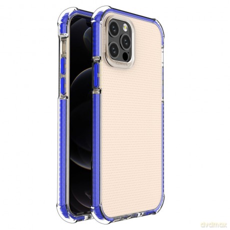 Spring Armor żelowy elastyczny pancerny pokrowiec z kolorową ramką do iPhone 12 Pro niebieski