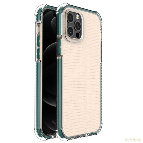 Spring Armor żelowy elastyczny pancerny pokrowiec z kolorową ramką do iPhone 12 Pro zielony