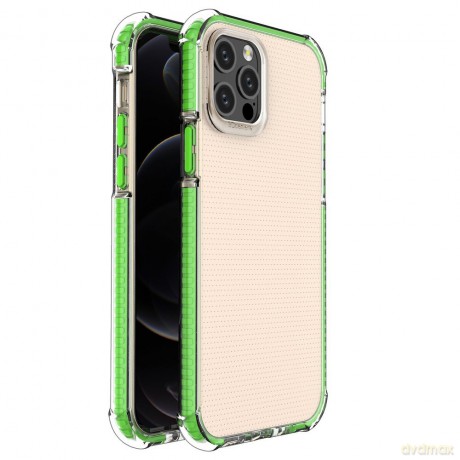 Spring Armor żelowy elastyczny pancerny pokrowiec z kolorową ramką do iPhone 12 Pro zielony