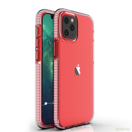 Spring Case pokrowiec żelowe etui z kolorową ramką do iPhone 12 mini jasnoróżowy