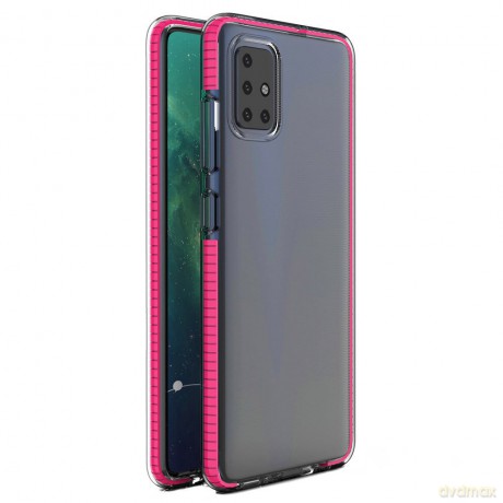 Spring Case pokrowiec żelowe etui z kolorową ramką do Samsung Galaxy A21S różowy