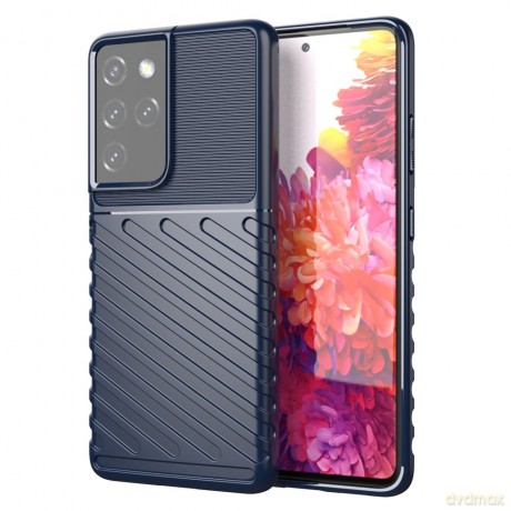 Thunder Case elastyczne pancerne etui pokrowiec Samsung Galaxy S21 Ultra 5G niebieski