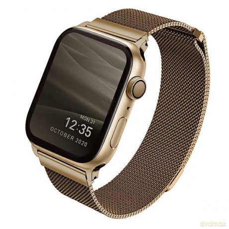 UNIQ pasek Dante Apple Watch Series 4/5/6/7/SE 44/45mm. Stainless Steel złoty/carmel gold