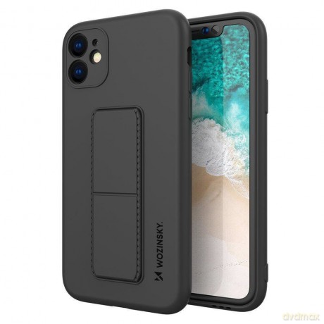 Wozinsky Kickstand Case elastyczne silikonowe etui z podstawką iPhone 11 czarny