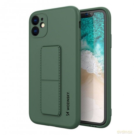 Wozinsky Kickstand Case elastyczne silikonowe etui z podstawką iPhone 12 Pro ciemnozielony