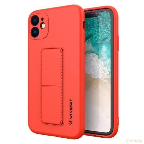 Wozinsky Kickstand Case elastyczne silikonowe etui z podstawką iPhone 12 Pro czerwony