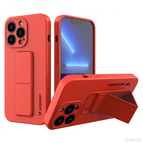 Wozinsky Kickstand Case elastyczne silikonowe etui z podstawką iPhone 13 mini czerwony