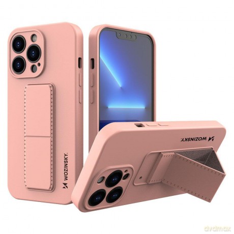 Wozinsky Kickstand Case elastyczne silikonowe etui z podstawką iPhone 13 mini różowy