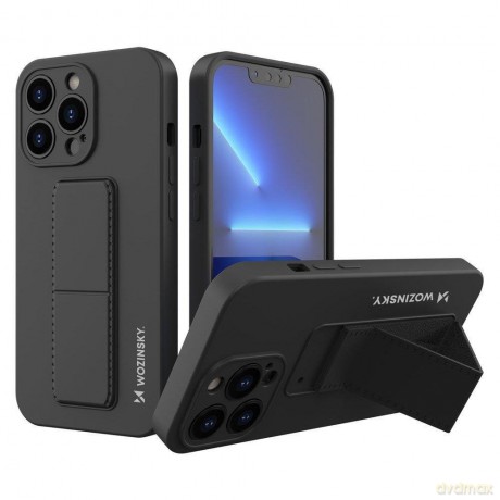 Wozinsky Kickstand Case elastyczne silikonowe etui z podstawką iPhone 13 Pro czarny
