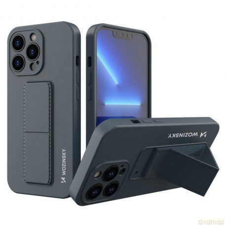 Wozinsky Kickstand Case elastyczne silikonowe etui z podstawką iPhone 13 Pro granatowy