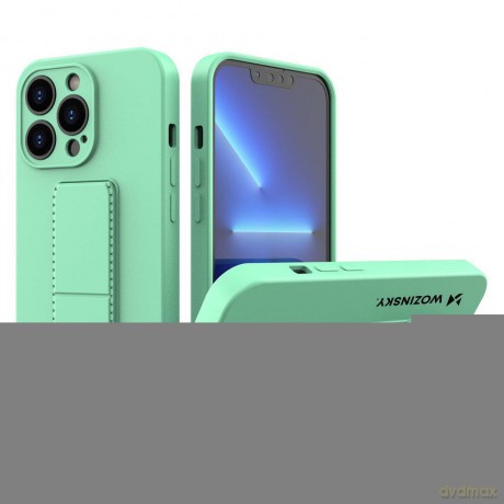 Wozinsky Kickstand Case elastyczne silikonowe etui z podstawką iPhone 13 Pro miętowy