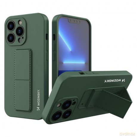 Wozinsky Kickstand Case elastyczne silikonowe etui z podstawką iPhone 13 Pro zielony