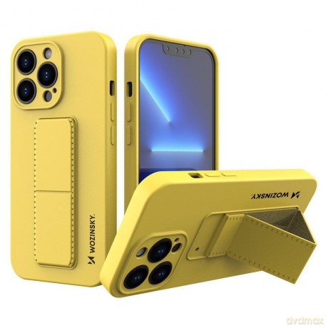 Wozinsky Kickstand Case elastyczne silikonowe etui z podstawką iPhone 13 Pro żółty
