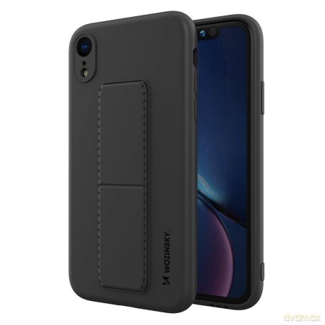 Wozinsky Kickstand Case elastyczne silikonowe etui z podstawką iPhone XR czarny
