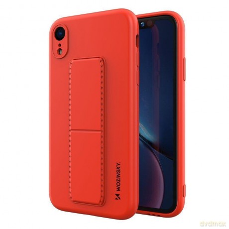 Wozinsky Kickstand Case elastyczne silikonowe etui z podstawką iPhone XR czerwony