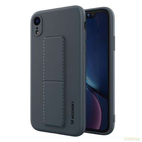 Wozinsky Kickstand Case elastyczne silikonowe etui z podstawką iPhone XR granatowy