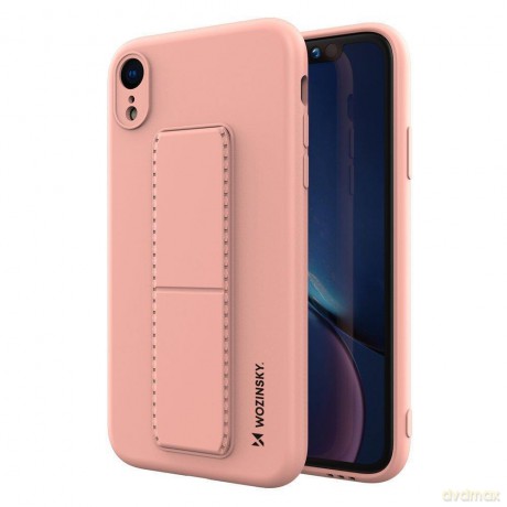 Wozinsky Kickstand Case elastyczne silikonowe etui z podstawką iPhone XR różowy