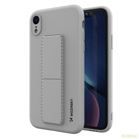 Wozinsky Kickstand Case elastyczne silikonowe etui z podstawką iPhone XR szary