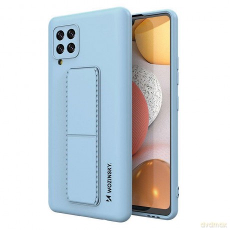 Wozinsky Kickstand Case elastyczne silikonowe etui z podstawką Samsung Galaxy A42 5G jasnoniebieski