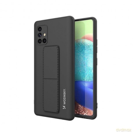 Wozinsky Kickstand Case elastyczne silikonowe etui z podstawką Samsung Galaxy A71 czarny