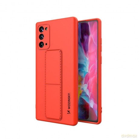Wozinsky Kickstand Case elastyczne silikonowe etui z podstawką Samsung Galaxy Note 20 czerwony