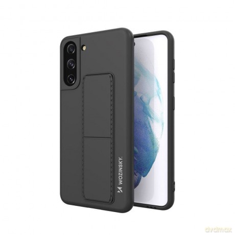Wozinsky Kickstand Case elastyczne silikonowe etui z podstawką Samsung Galaxy S21 5G czarny