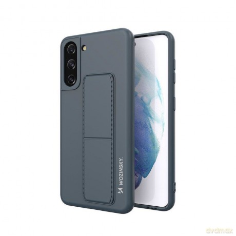 Wozinsky Kickstand Case elastyczne silikonowe etui z podstawką Samsung Galaxy S21 5G granatowy