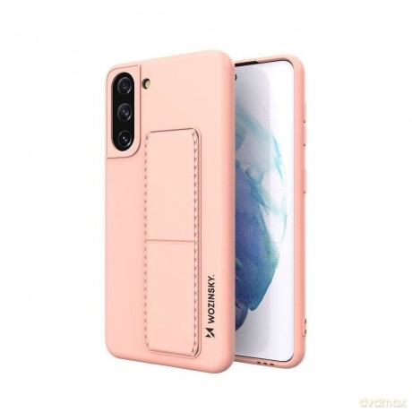 Wozinsky Kickstand Case elastyczne silikonowe etui z podstawką Samsung Galaxy S21 5G różowy