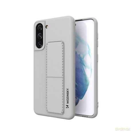 Wozinsky Kickstand Case elastyczne silikonowe etui z podstawką Samsung Galaxy S21 5G szary