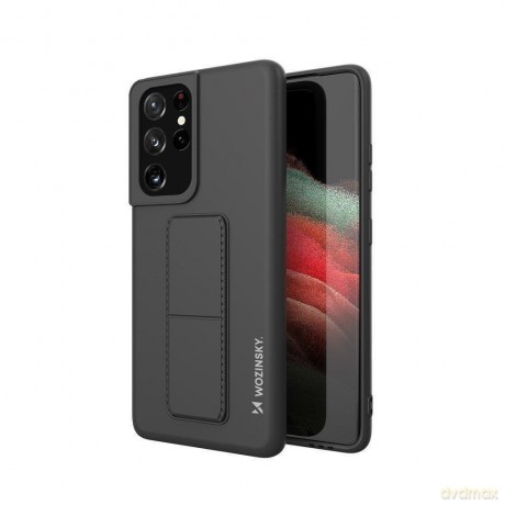 Wozinsky Kickstand Case elastyczne silikonowe etui z podstawką Samsung Galaxy S21 Ultra 5G czarny
