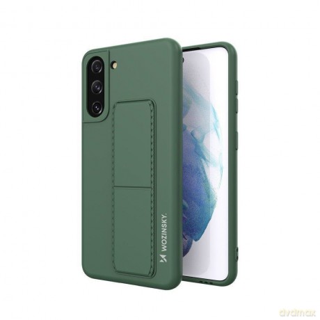 Wozinsky Kickstand Case elastyczne silikonowe etui z podstawką Samsung Galaxy S21+ 5G (S21 Plus 5G) ciemnozielony
