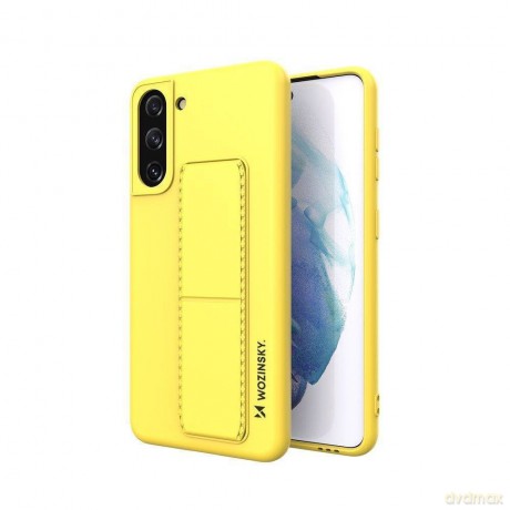 Wozinsky Kickstand Case elastyczne silikonowe etui z podstawką Samsung Galaxy S21+ 5G (S21 Plus 5G) żółty