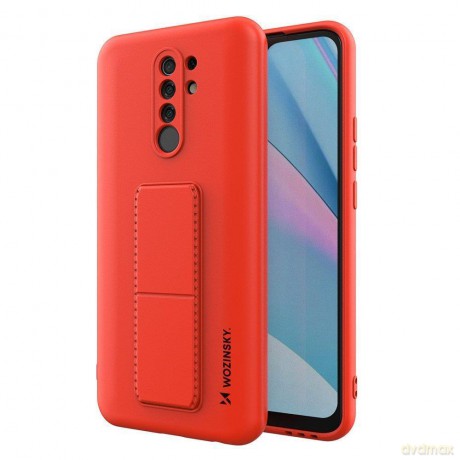 Wozinsky Kickstand Case elastyczne silikonowe etui z podstawką Xiaomi Redmi 9 czerwony