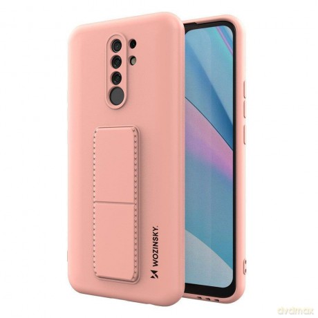 Wozinsky Kickstand Case elastyczne silikonowe etui z podstawką Xiaomi Redmi 9 różowy