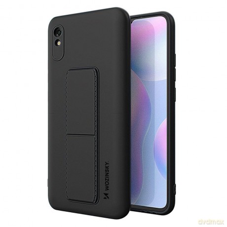 Wozinsky Kickstand Case elastyczne silikonowe etui z podstawką Xiaomi Redmi 9A czarny