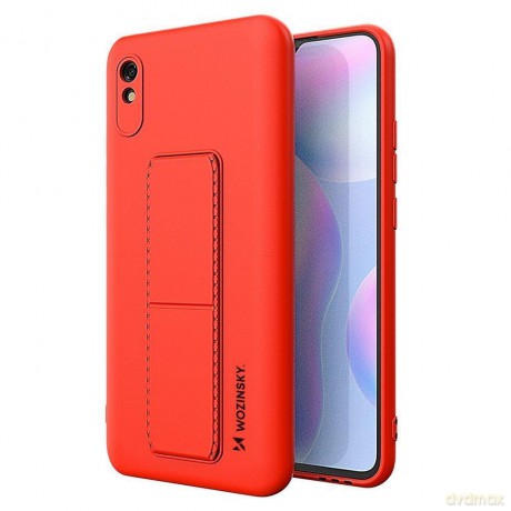 Wozinsky Kickstand Case elastyczne silikonowe etui z podstawką Xiaomi Redmi 9A czerwony