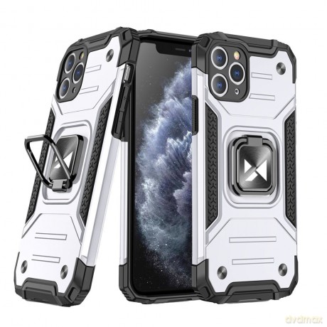 Wozinsky Ring Armor pancerne hybrydowe etui pokrowiec + magnetyczny uchwyt iPhone 11 Pro Max srebrny
