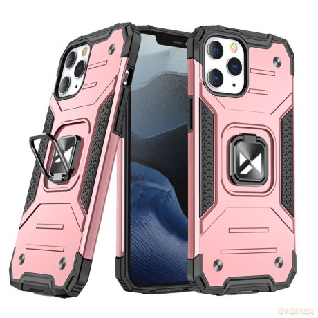 Wozinsky Ring Armor pancerne hybrydowe etui pokrowiec + magnetyczny uchwyt iPhone 12 Pro Max różowy