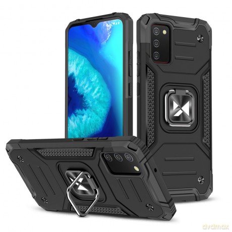 Wozinsky Ring Armor pancerne hybrydowe etui pokrowiec + magnetyczny uchwyt Samsung Galaxy A02s EU czarny
