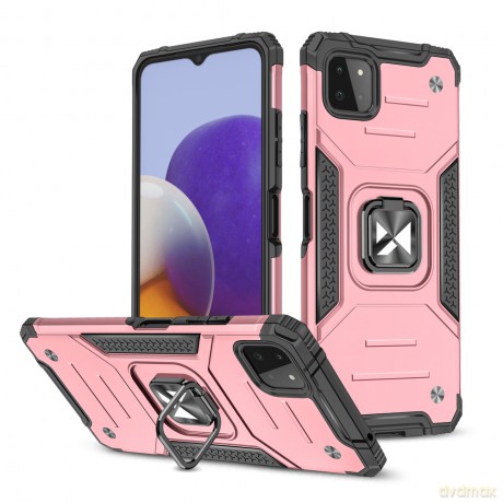 Wozinsky Ring Armor pancerne hybrydowe etui pokrowiec + magnetyczny uchwyt Samsung Galaxy A22 5G różowy
