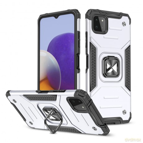 Wozinsky Ring Armor pancerne hybrydowe etui pokrowiec + magnetyczny uchwyt Samsung Galaxy A22 5G srebrny