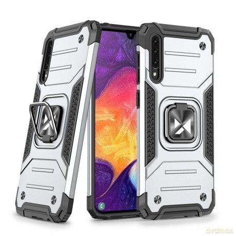 Wozinsky Ring Armor pancerne hybrydowe etui pokrowiec + magnetyczny uchwyt Samsung Galaxy A51 srebrny
