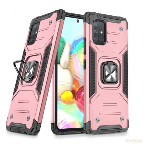 Wozinsky Ring Armor pancerne hybrydowe etui pokrowiec + magnetyczny uchwyt Samsung Galaxy A71 5G różowy