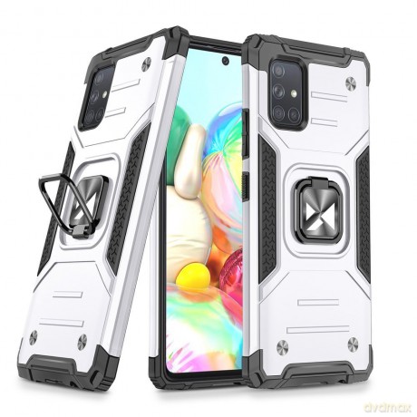 Wozinsky Ring Armor pancerne hybrydowe etui pokrowiec + magnetyczny uchwyt Samsung Galaxy A71 5G srebrny