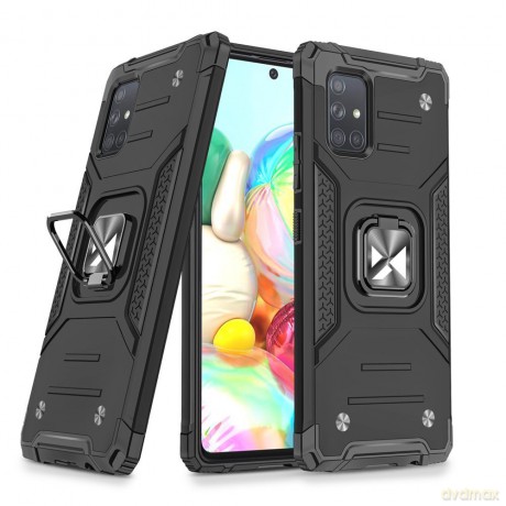Wozinsky Ring Armor pancerne hybrydowe etui pokrowiec + magnetyczny uchwyt Samsung Galaxy A71 czarny