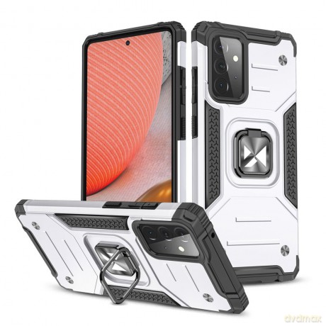 Wozinsky Ring Armor pancerne hybrydowe etui pokrowiec + magnetyczny uchwyt Samsung Galaxy A72 4G srebrny