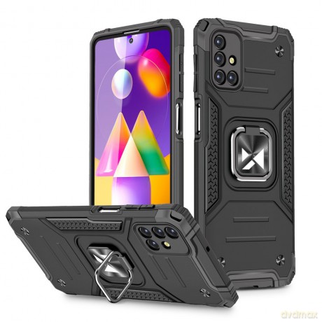 Wozinsky Ring Armor pancerne hybrydowe etui pokrowiec + magnetyczny uchwyt Samsung Galaxy M31s czarny