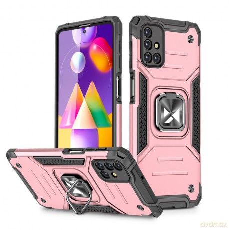 Wozinsky Ring Armor pancerne hybrydowe etui pokrowiec + magnetyczny uchwyt Samsung Galaxy M31s różowy